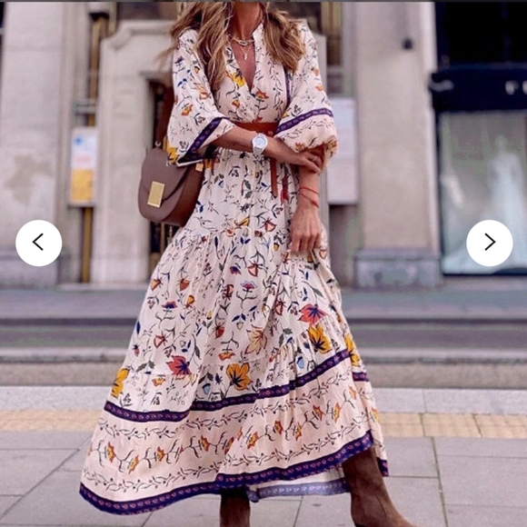 To My Lovers Maxi Dress Tiered Button Liberty Floral and Paisley - size medium - Picture 3 of 14